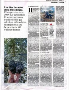 Reportaje sobre trufa en El País donde aparece Trufgourmet