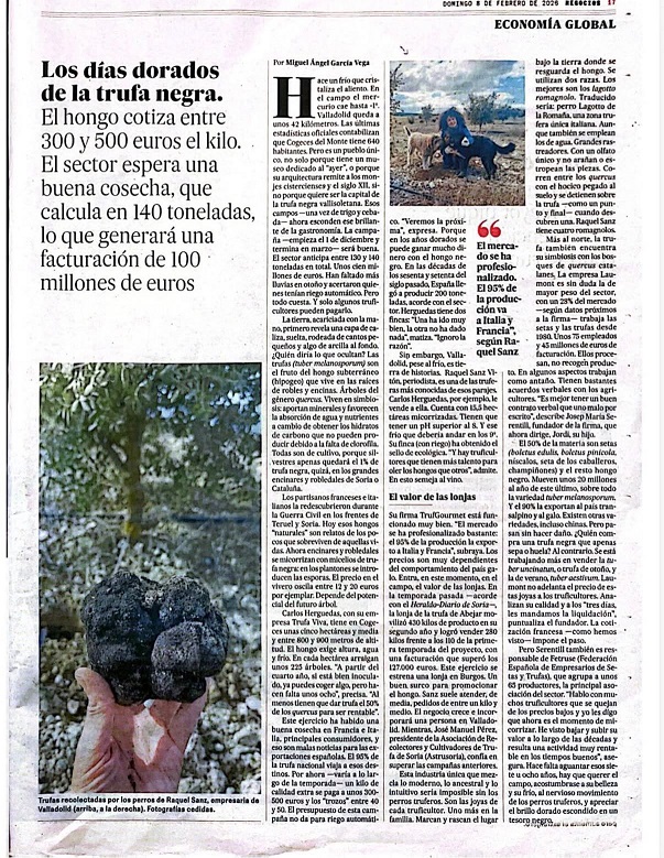 Reportaje sobre trufa en El País donde aparece Trufgourmet